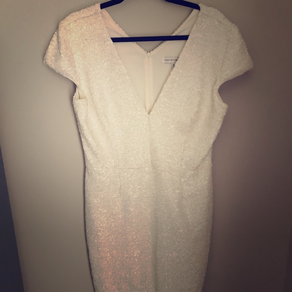 Dress the population XL white sequin dress